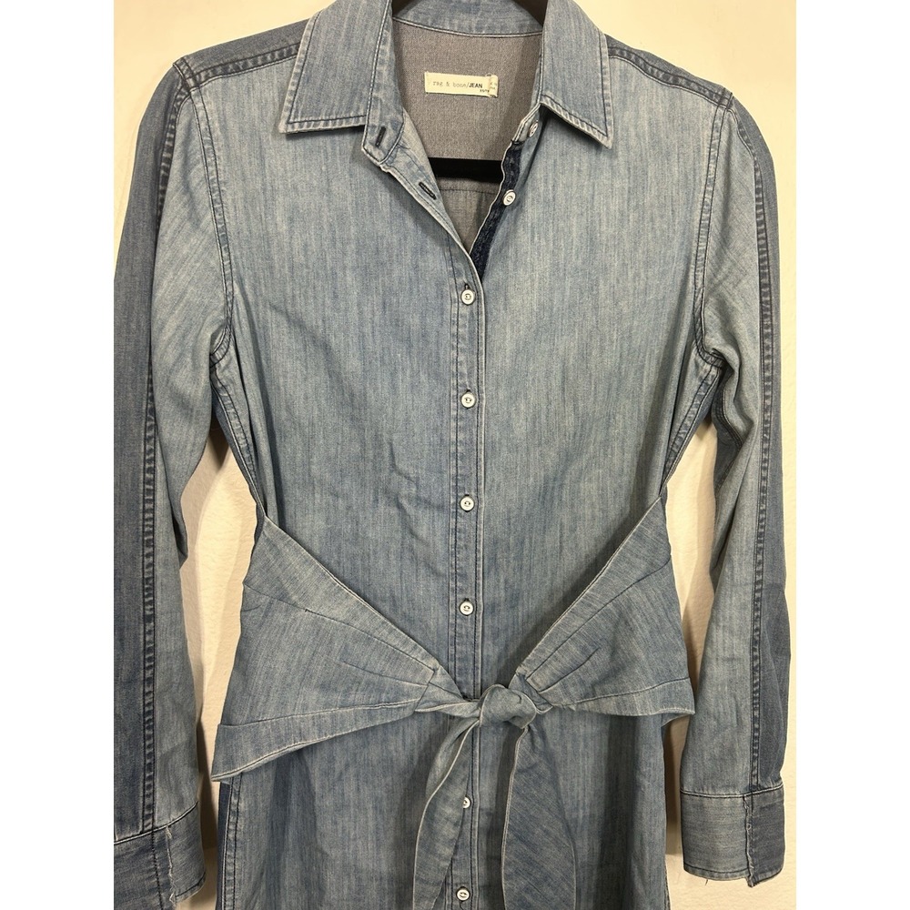 Rag & Bone Jean Destroyed Sadie Dress Women XS Brunch Comfort Spring - Picture 7 of 9